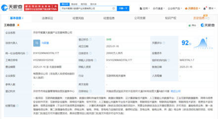 開封市智算大數(shù)據(jù)產(chǎn)業(yè)發(fā)展公司成立，注冊資本2億元助力人工智能公共服務(wù)平臺建設(shè)